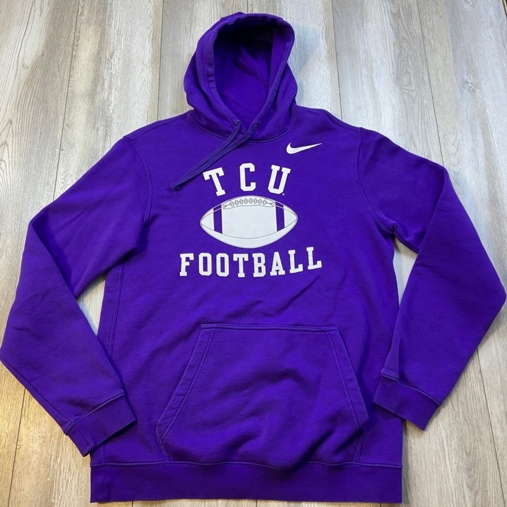 Nike TCU Horned Frogs Hoodie Mens Large Purple Drawstring Pullover NCAA Football